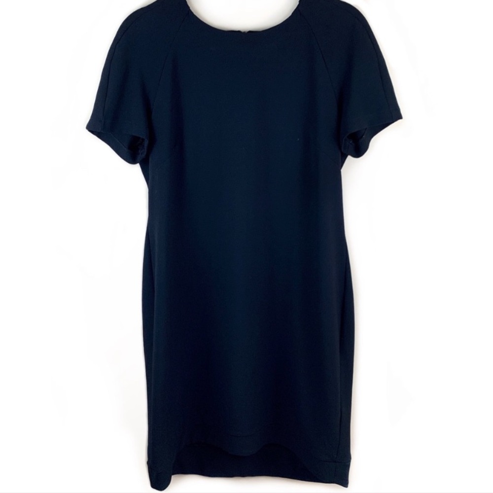 TOPSHOP fitted midi shift little black dress